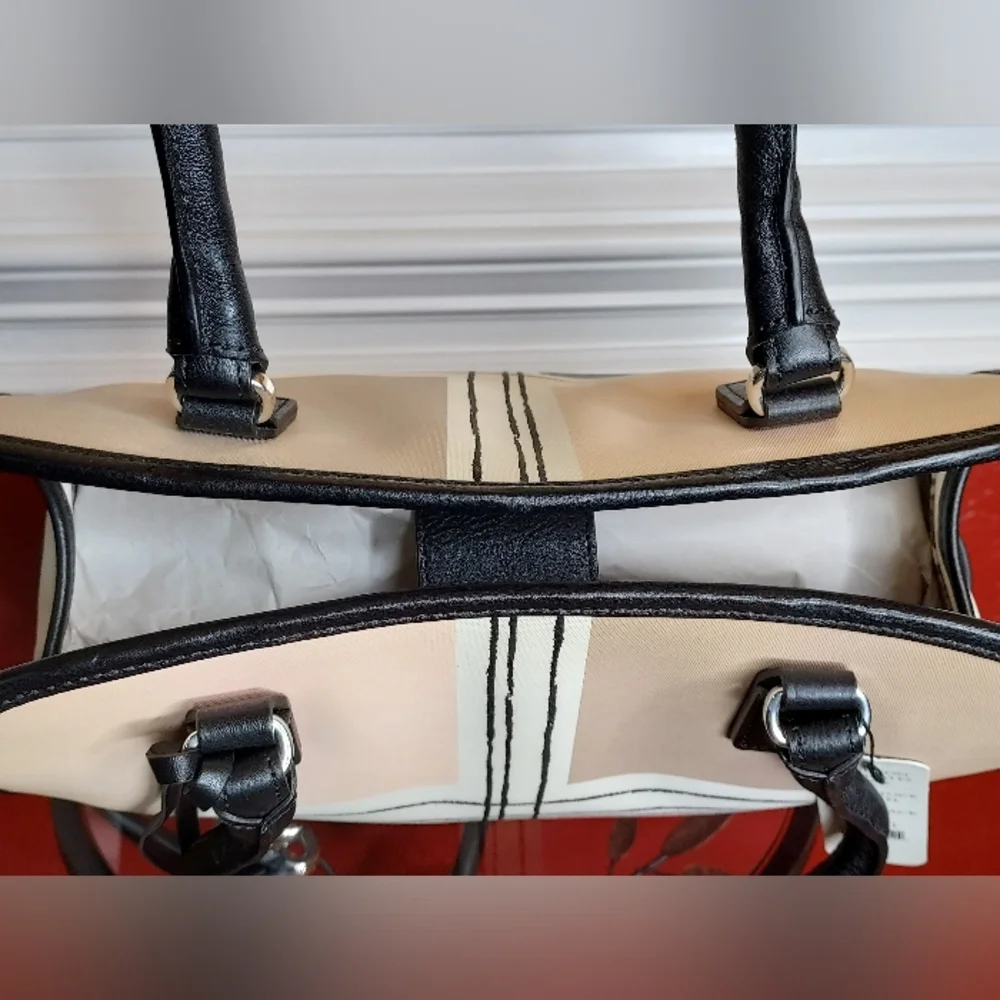 Brighton Celebrates Vera Limited Edition,Buff/Black Color Block Satchel. - Picture 6 of 13